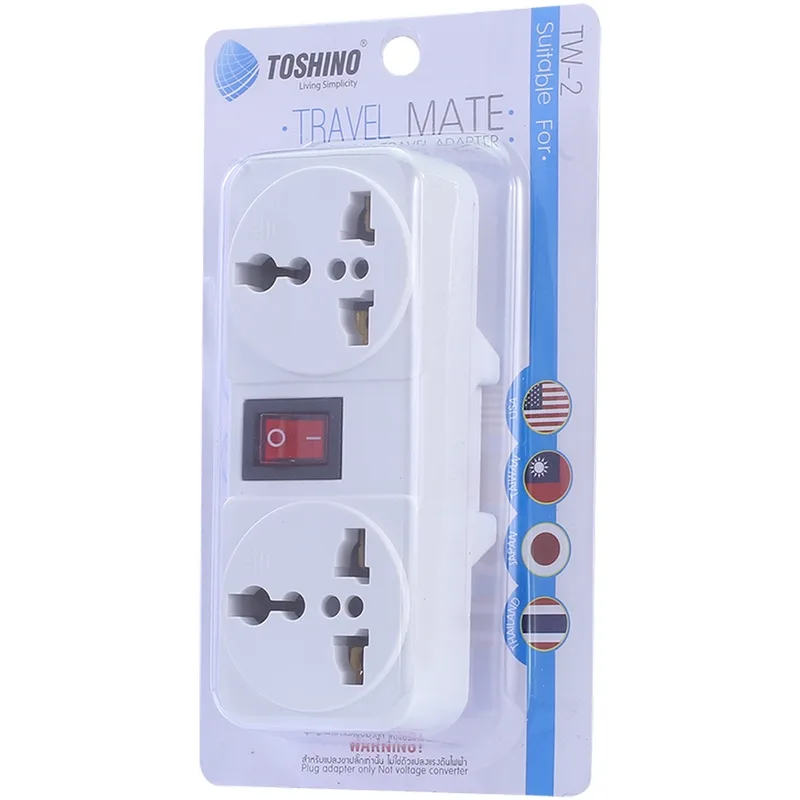 TOSHINO ปลั๊กแปลง อะแดปเตอร์ 2 ช่อง 2 ขาแบน 1 สวิตช์ 10A 2000W รุ่น TW2 - Image 11