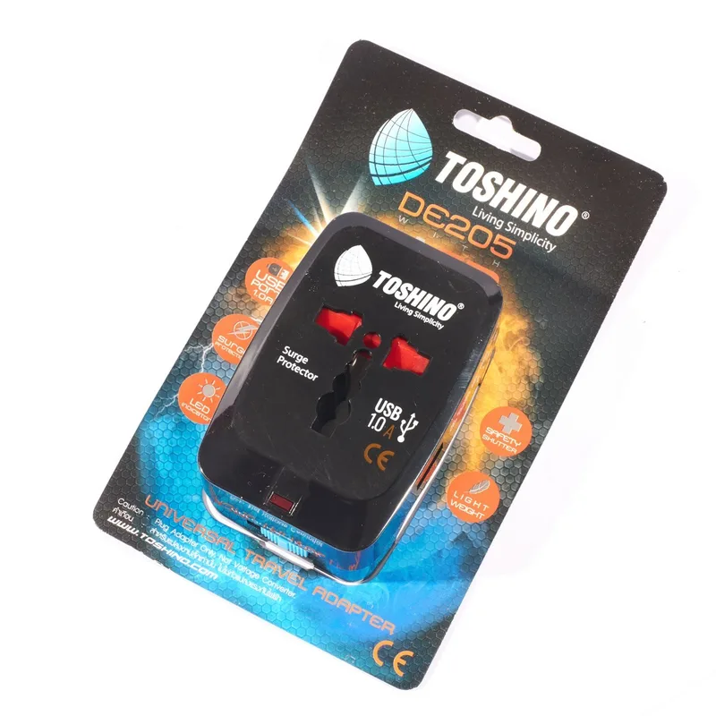 TOSHINO ปลั๊กแปลงนานาชาติ 10A สีดำ 4IN1 พร้อมช่องเสียบ USB รุ่น DE-205 - Image 5