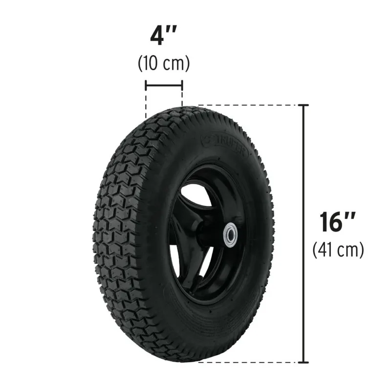 TRUPER รถเข็นปูน ถาดพลาสติก สีดำ 6 ฟุต ล้อยางลม รุ่น 11777 - Image 4