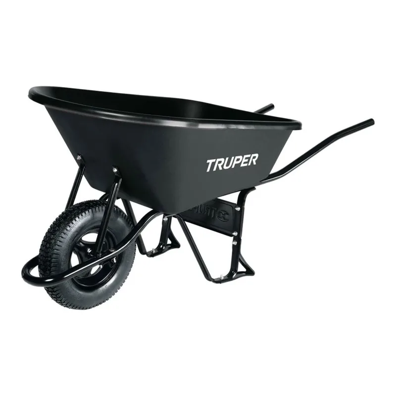 TRUPER รถเข็นปูน ถาดพลาสติก สีดำ 6 ฟุต ล้อยางลม รุ่น 11777