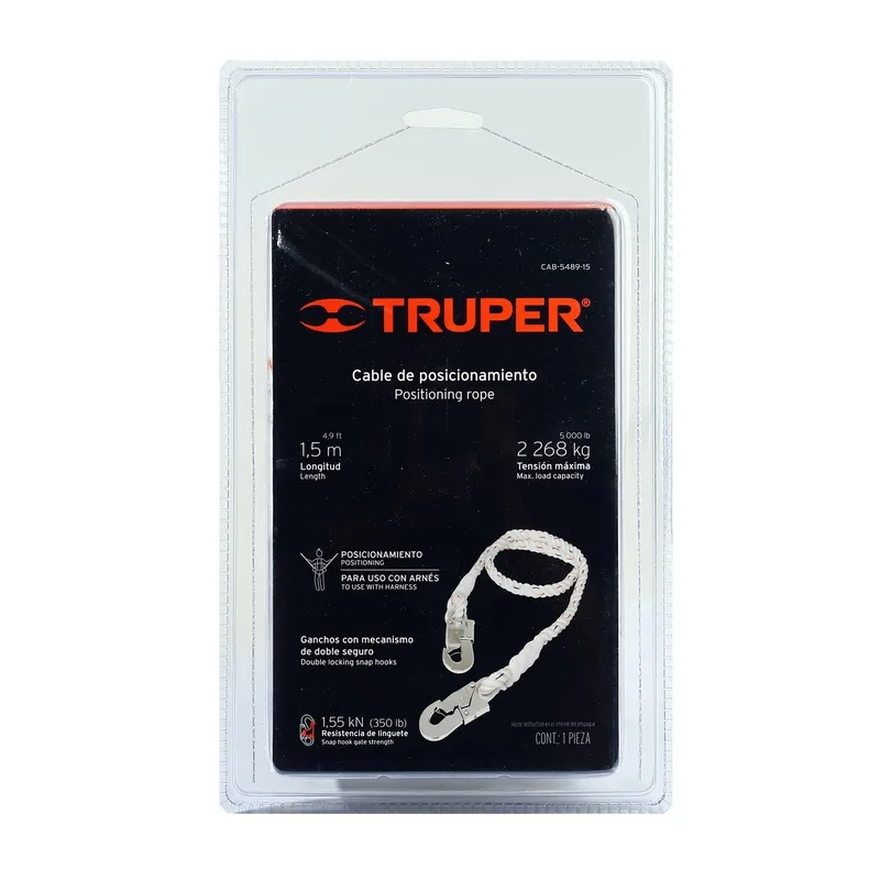 TRUPER เชือกนิรภัยสีขาว 5 ฟุต 1 ตะขอ (14435) รุ่น CAB-5489-15