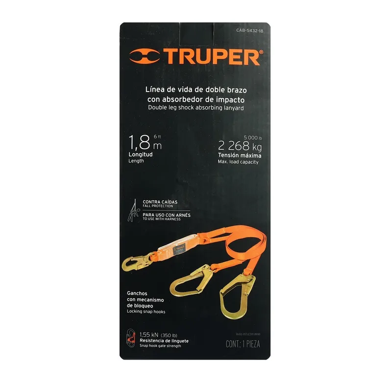 TRUPER เชือกนิรภัย 5.9 ฟุต 2 ตะขอ รุ่น 14454 ความกว้าง 30 มม. ความยาว 1.8 ม. - Image 3