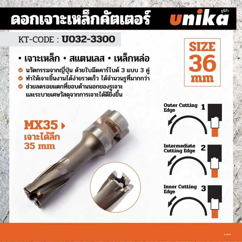 UNIKA ดอกเจาะเหล็กคัตเตอร์ ขนาด 36x35 มม. รุ่น META-CORE MAX - Image 6