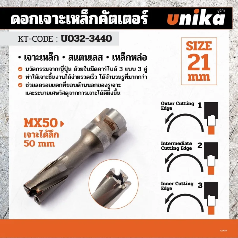 UNIKA ดอกเจาะเหล็กคัตเตอร์ ขนาด 21x50 มม. รุ่น META-CORE MAX - Image 5