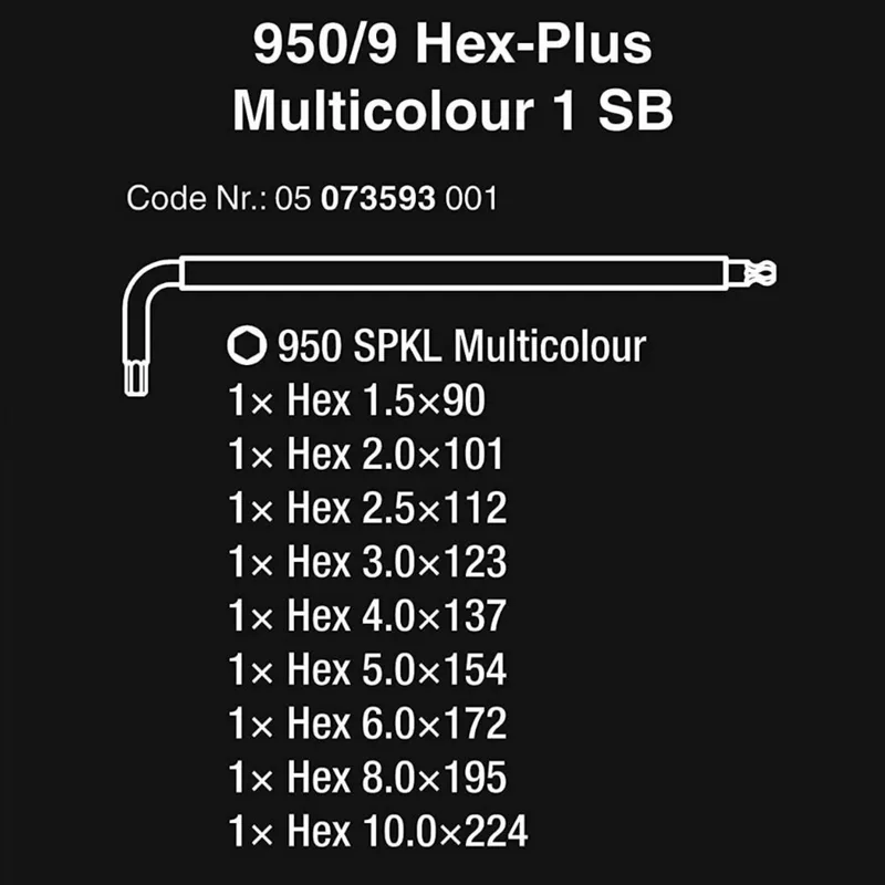 WERA ชุดประแจหกเหลี่ยมหลากสี 950/9 Hex-Plus รุ่น 05073593001 - Image 6
