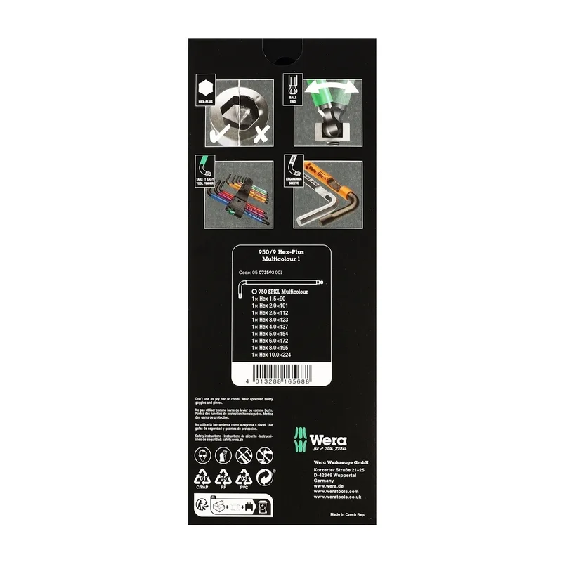 WERA ชุดประแจหกเหลี่ยมหลากสี 950/9 Hex-Plus รุ่น 05073593001 - Image 7