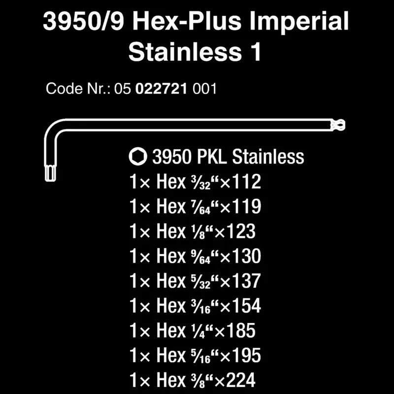 WERA ชุดประแจหกเหลี่ยมหลากสี 3950/9 Hex-Plus Stainless รุ่น 05022669001 - Image 6