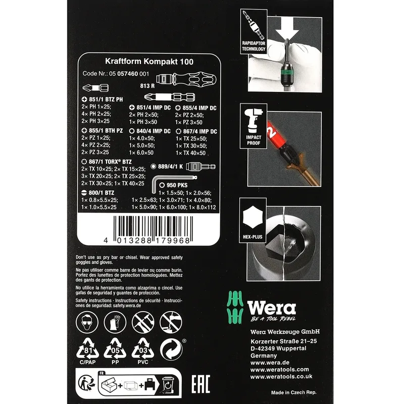 WERA ชุดไขควง Kraftform Kompakt 100 รุ่น 05057460001 - Image 10
