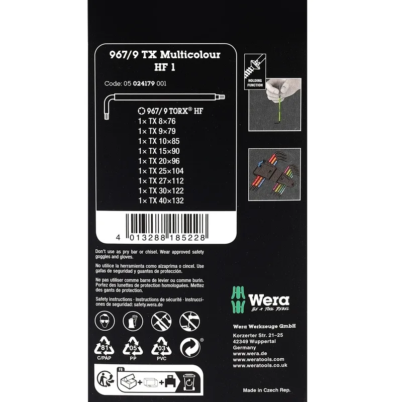 WERA ประแจดาว 6 แฉก 967/9 TORX Multicolor HF 1 รุ่น 05024179001 - Image 8