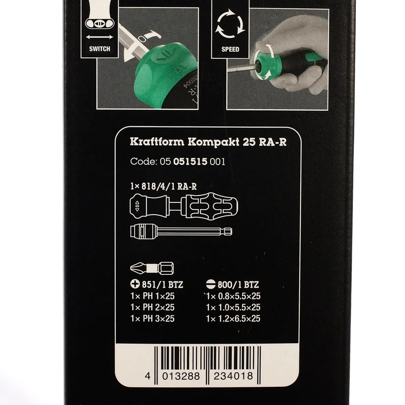 WERA ไขควง Kraftform Kompakt 25 RA-R แบบหมุนกลับได้ พร้อมกระเป๋า จำนวน 6 ชิ้น - Image 7