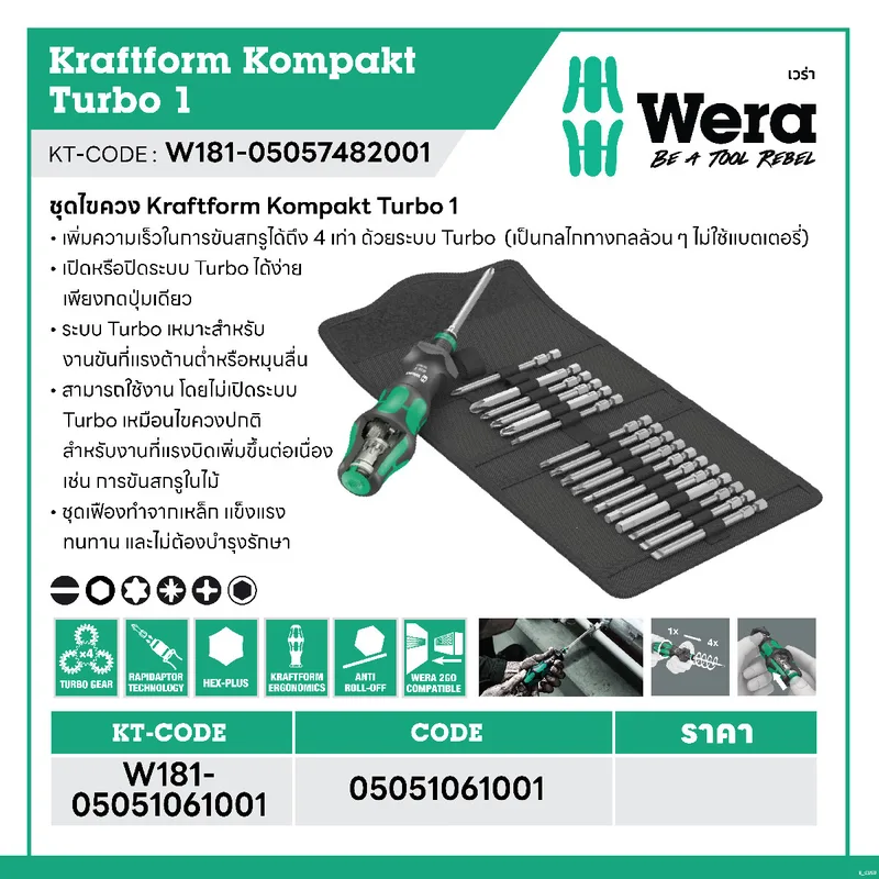 WERA ชุดไขควง Kraftform Kompakt Turbo 1 รุ่น 05057482001