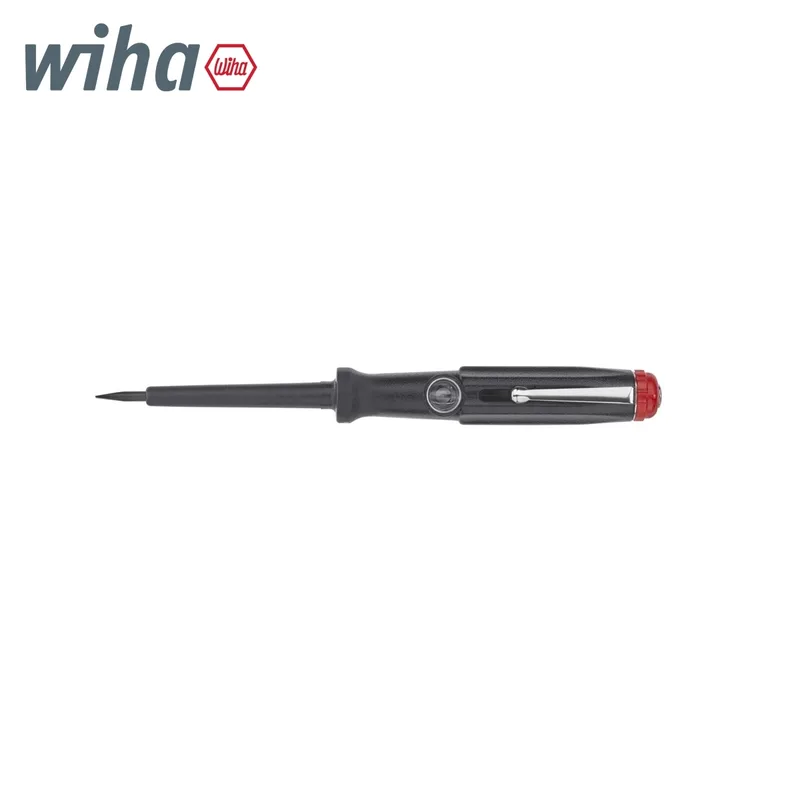 WIHA ไขควงวัดไฟชนิดหัวแบน สีดำ พร้อมคลิปหนีบ 150–250 โวลต์ รุ่น 255-7 รหัส 00456