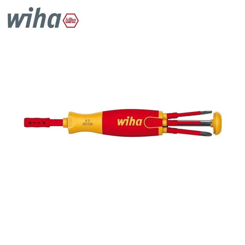 WIHA ไขควงกันไฟแบบมีช่องเก็บบิตในตัว LiftUp Electric หัวแฉก/ผสม/แบน ปลาย slimBit 6 ชิ