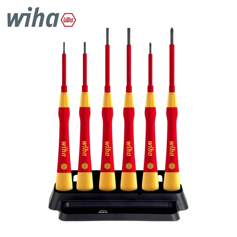 WIHA ชุดไขควงละเอียด PicoFinish Electric หัวแบน, แฉก 7 ชิ้น พร้อมที่จับ รุ่น 2270PK60