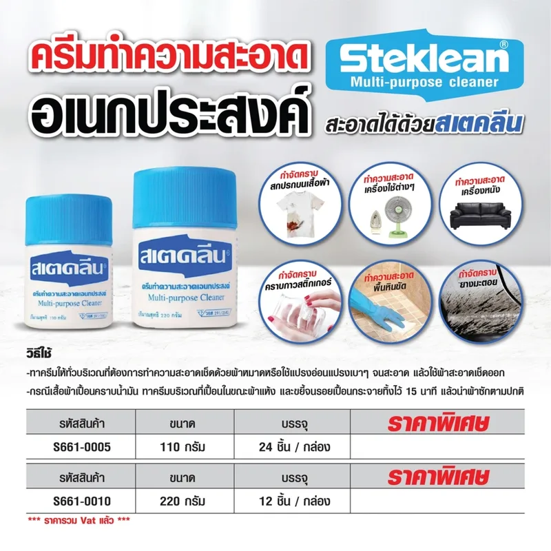 สเตคลีน ครีมทำความสะอาดเอนกประสงค์ 220G - Image 4